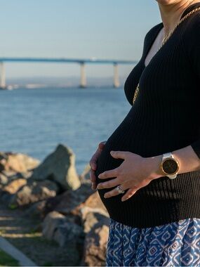 Hatch Maternity Top Long Sleeves Black V-neck Cotton Blend